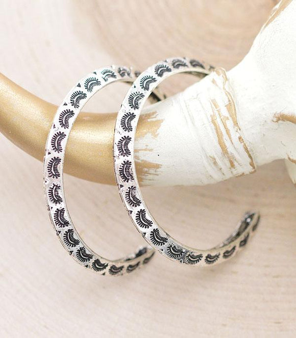 Western Aztec Pattern Hoop Earrings