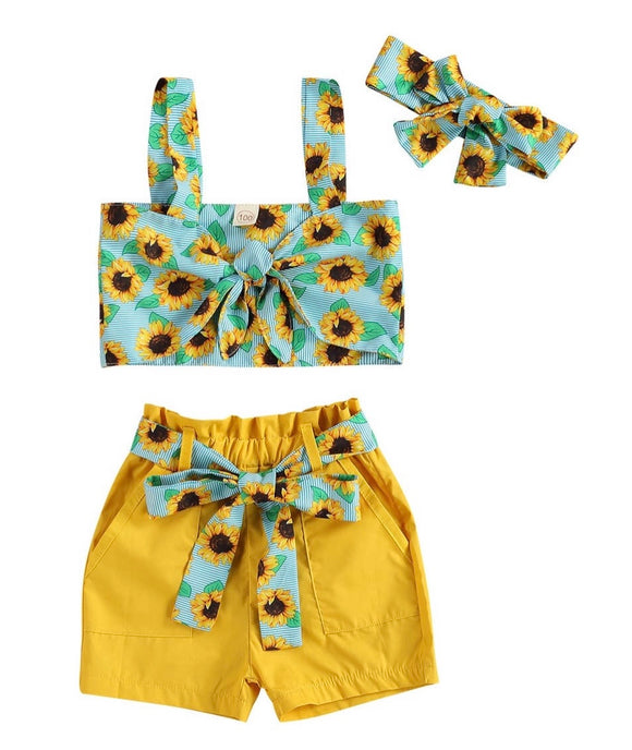 Yellow Short w/ Sunflower Set