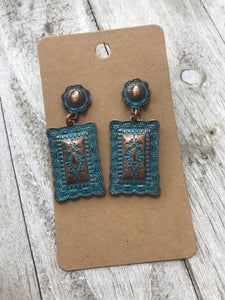 Copper and Turquoise Dangle Earrings