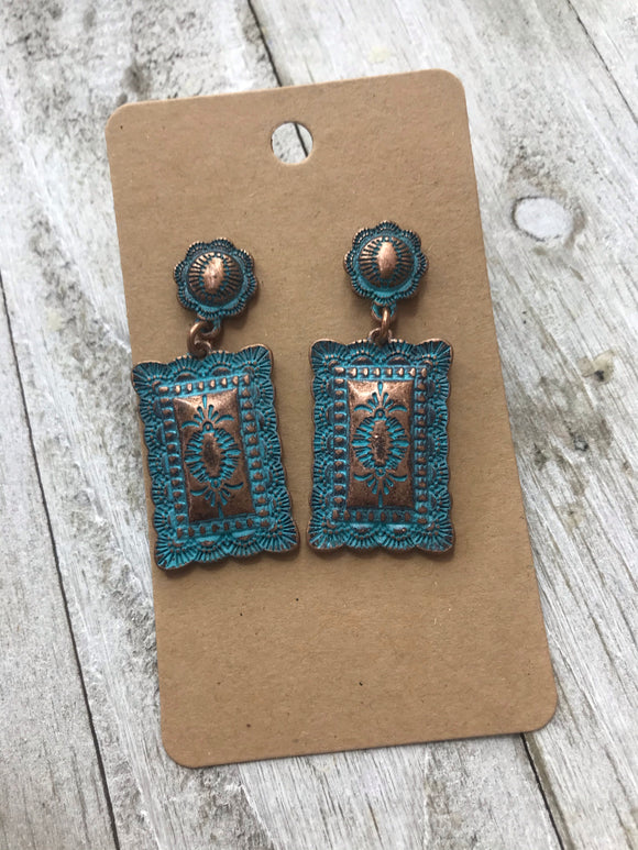 Copper and Turquoise Dangle Earrings
