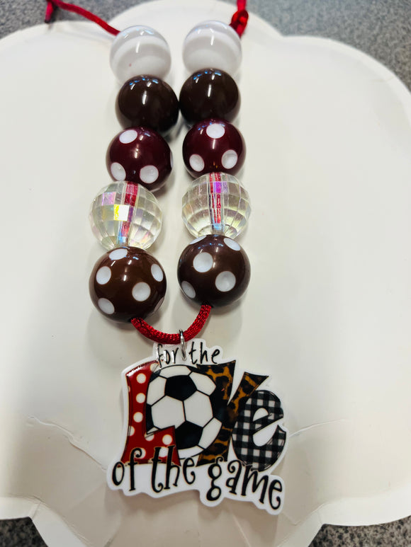 Soccer Love Bubblegum Bead Necklace