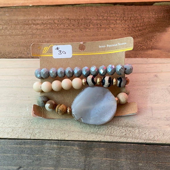 Stone Chunky Bracelet - Grey