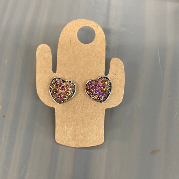 Druzy Heart Earrings