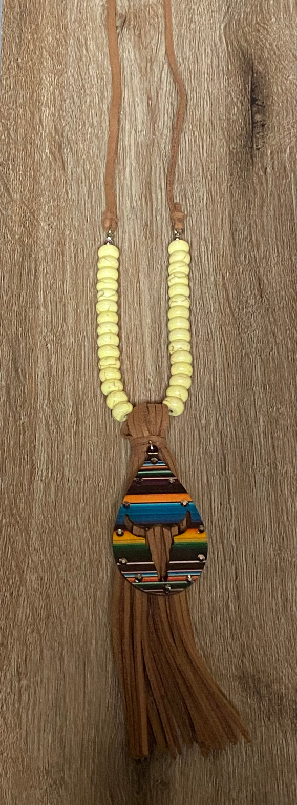 Serape Bull Tassel Necklace