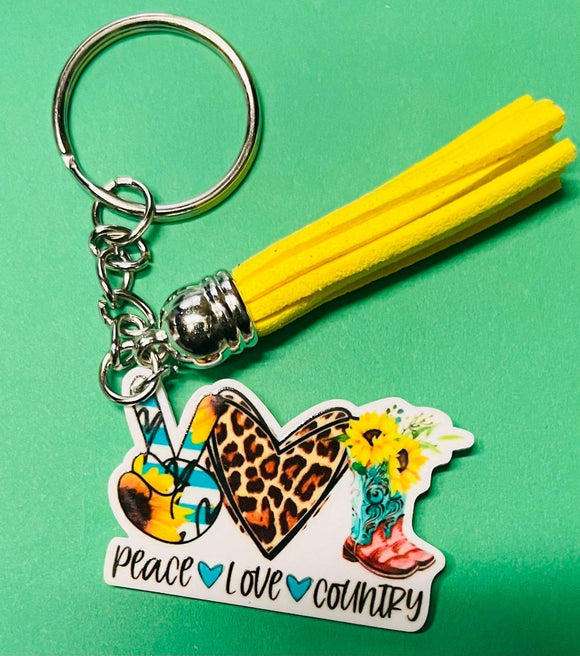 Peace love country Keychain
