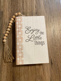 Wood, beaded tabletop book