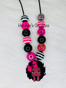 Girl bubblegum bead necklace