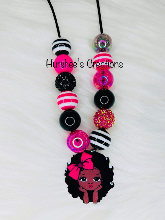 Girl bubblegum bead necklace