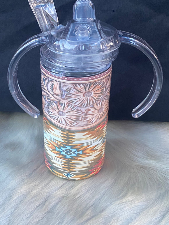 Tooled Leather & Aztec Tumbler