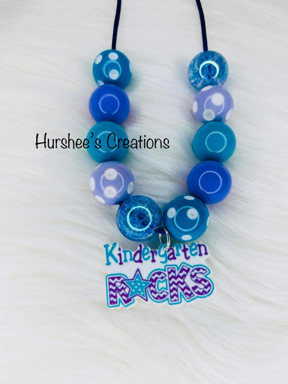 Kindergarten rocks bubblegum bead necklace