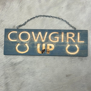 Cowgirl up door hanger