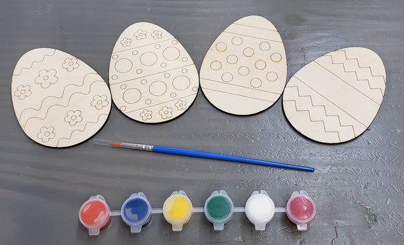 4 paintable Easter Wooden Eggs set