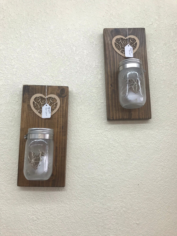 Wood And Mason Jar Wall Sconces (Set of 2)