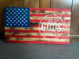WOODEN DISTRESSED AMERICAN FLAG