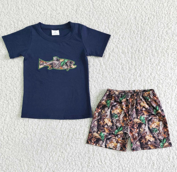 Camo w/ Fish Shorts Set