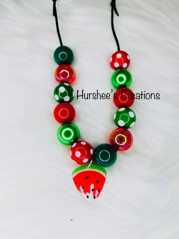 Watermelon bubblegum bead necklace