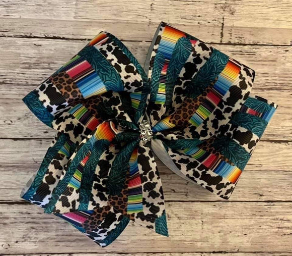 Cowhide & Turquoise Bow
