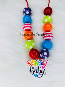 Rainbow baby bubblegum bead necklace