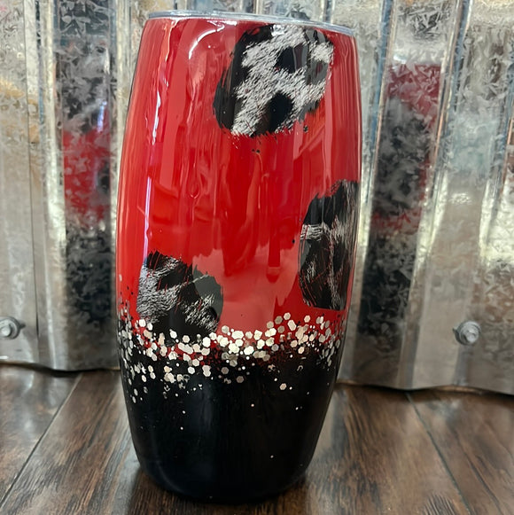 Black & Red Leopard Barrel Tumbler